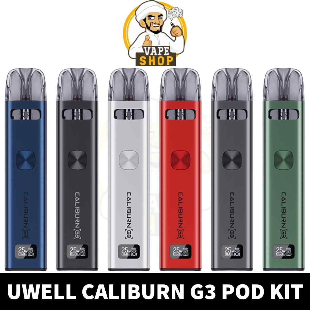 Buy-Caliburn-G3-Vape-Kit-of-25W-in-UAE-Caliburn-G3-Pod-Kit-Colors_-Black-Blue-Green-Grey-Red-Silver-UWELL-Caliburn-G3-Kit-Shop-near-me.jpg UWELL Caliburn G3 Kit 25W Pod System 9000mAh Vape Kit in Dubai, UAE - Image 1
