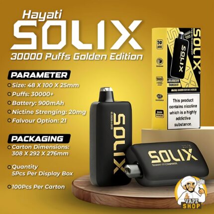 Hayati-Solix-30000-Puffs-50MG-Nicotine-Disposable-430x430-1.jpg Hayati Solix 30000 Puffs 50MG Nicotine Disposable Vape - Image 1