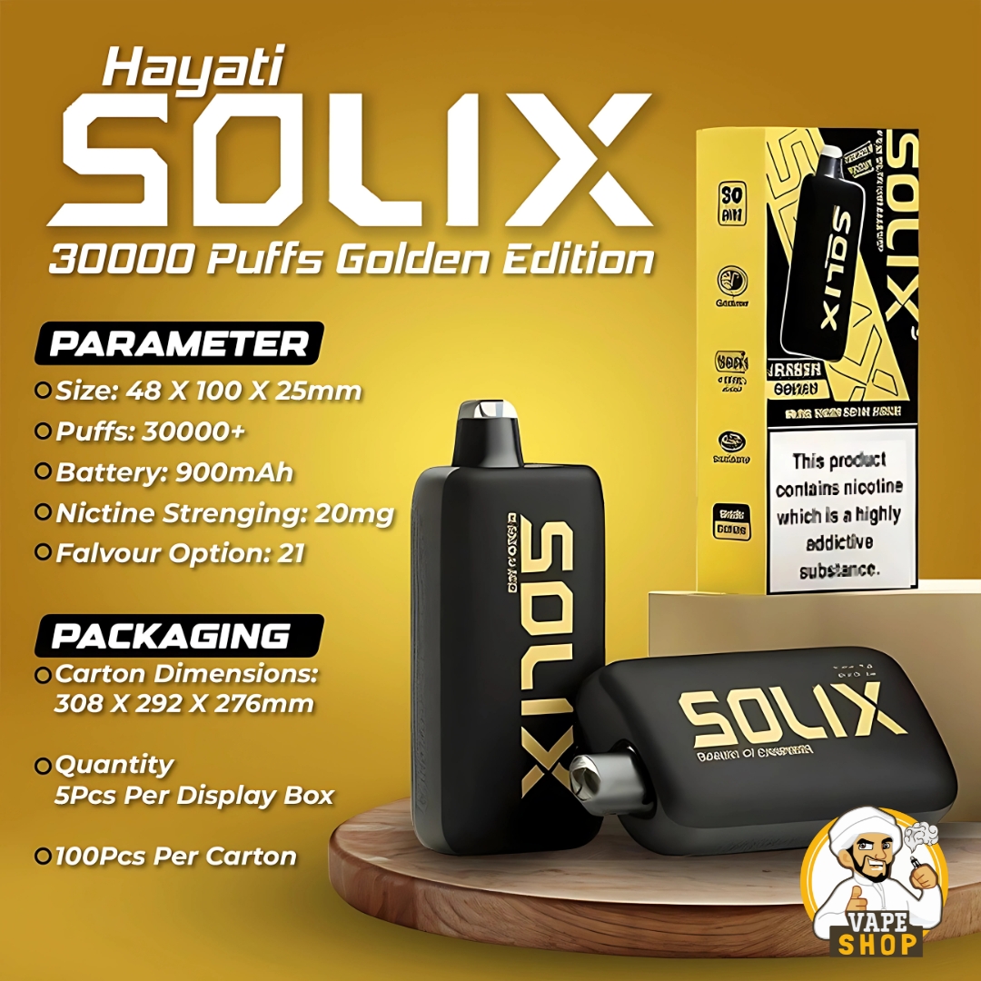 Hayati-Solix-30000-Puffs-50MG-Nicotine-Disposable.jpg Hayati Solix 30000 Puffs 50MG Nicotine Disposable Vape - Image 1