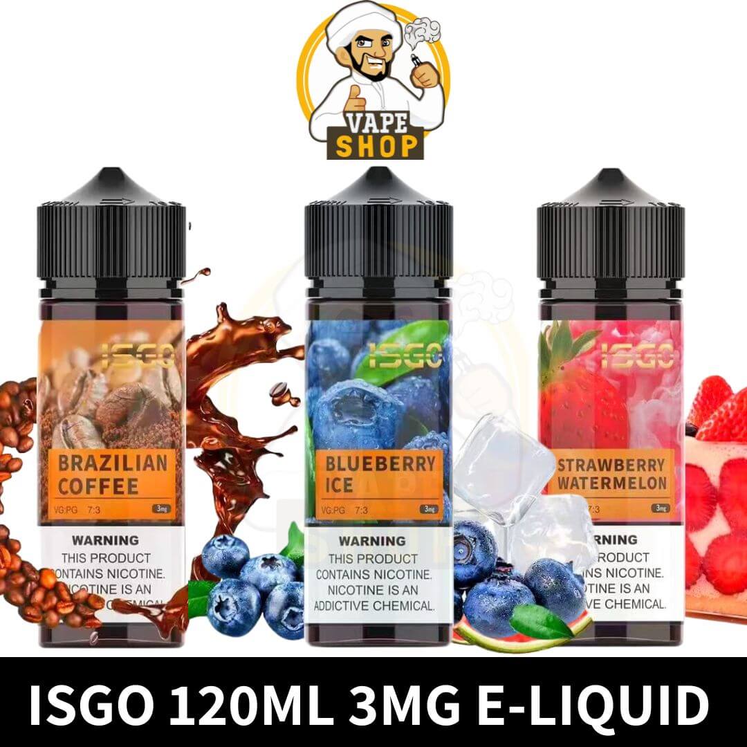 ISGO 120ML 3MG E-LIQUID IN DUBAI Isgo 3mg 120ml E-liquid In Dubai - Image 1