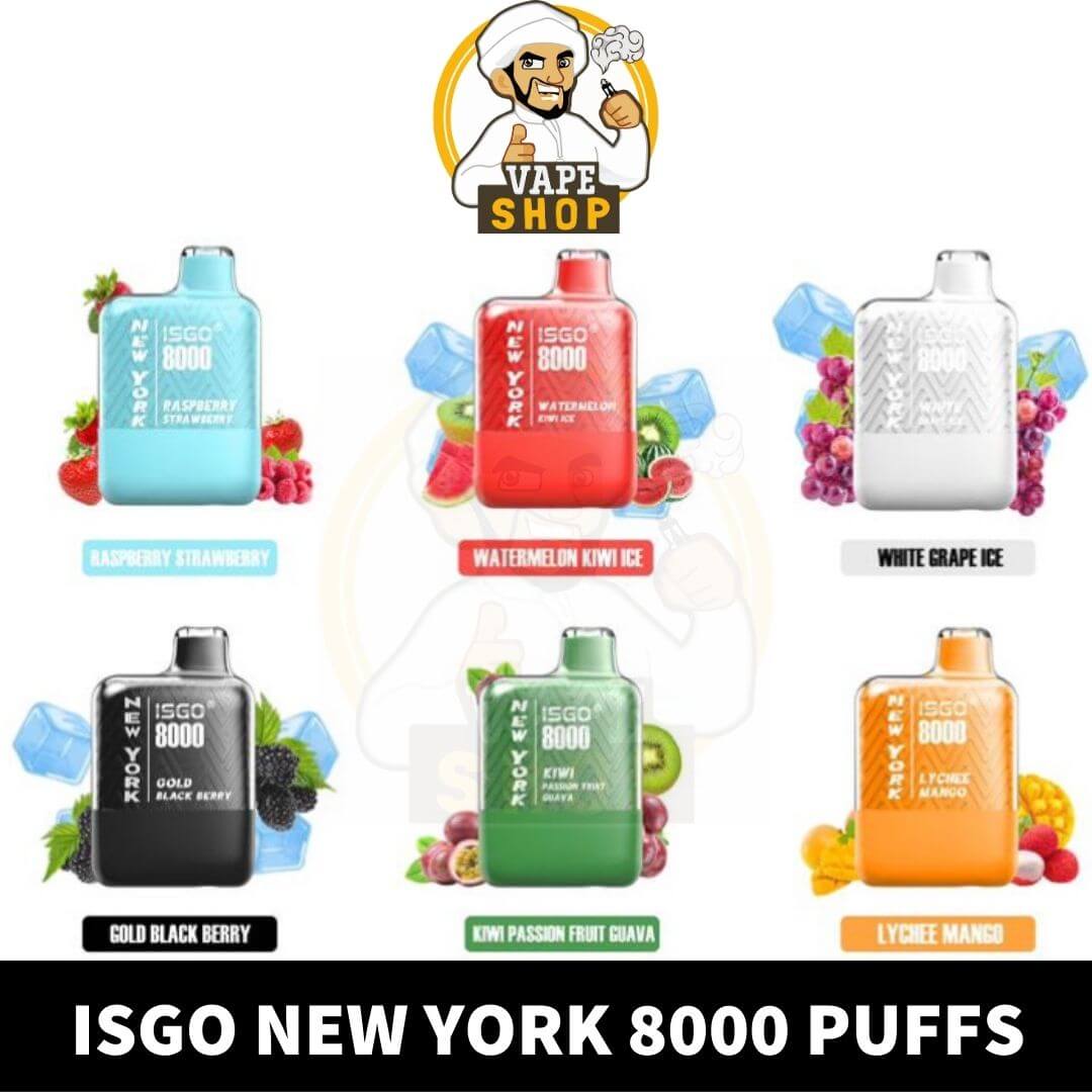 Isgo New York 8000 Puffs Disposable Vape In UAE Isgo New York 8000 Puffs Rechargeable Disposable Vape shop In UAE - Image 1