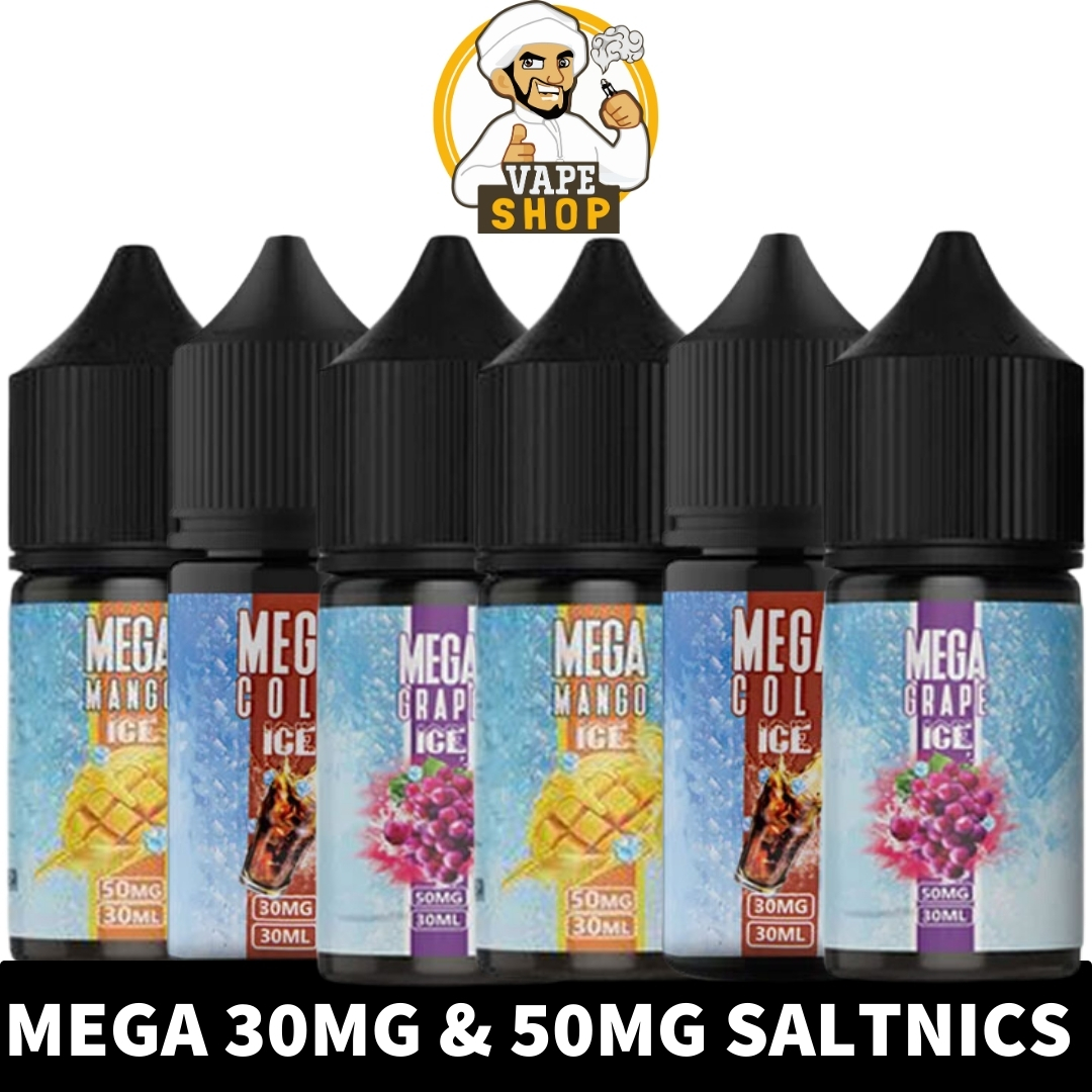 MEGA-SALTNICS-E-LIQUID-PRICE-IN-DUBAI.jpg MEGA 30mg and 50mg 30ml Salt Nicotine E-juice - Image 1
