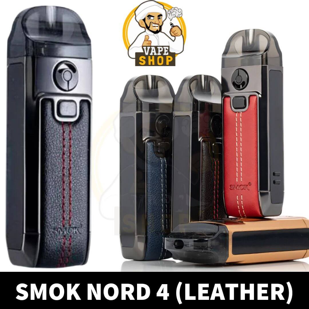 SMOK-NORD-4-LEATHER-POD-KIT-STARTER-KIT-VAPE-KIT-POD-DEVICE-POD-SYSTEM-UAE-DUBAI-VAP-SHOP-AE-BEST-SHOP-NEAR-ME.jpg Smok Nord 4 Starter Kit Vape Pod ( Leather Series ) - Image 1