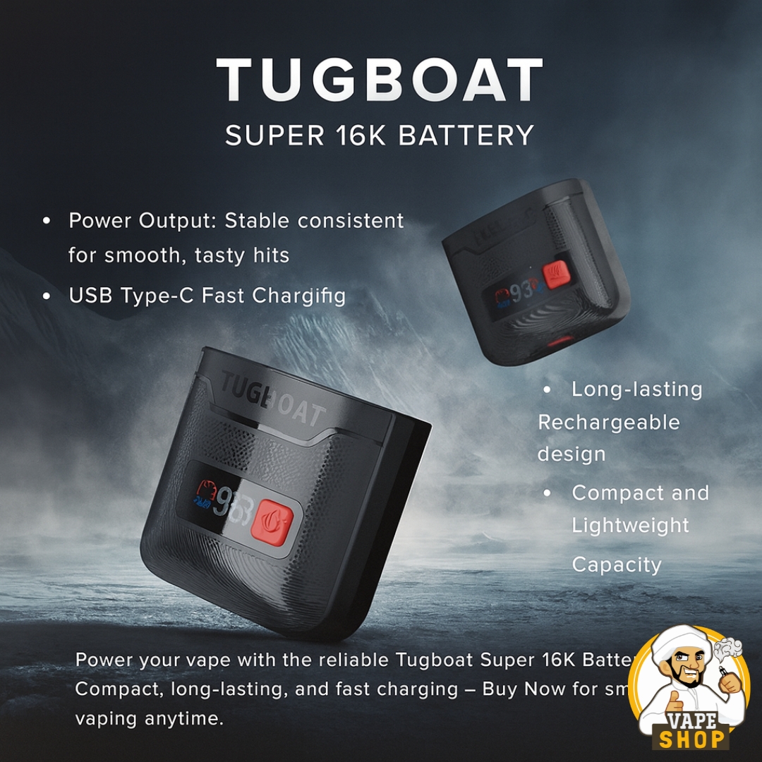 Tugboat-Super-16k-Battery-550mAh.jpg Tugboat Super 16000 puffs battery pack 550mAh In Dubai - Image 1